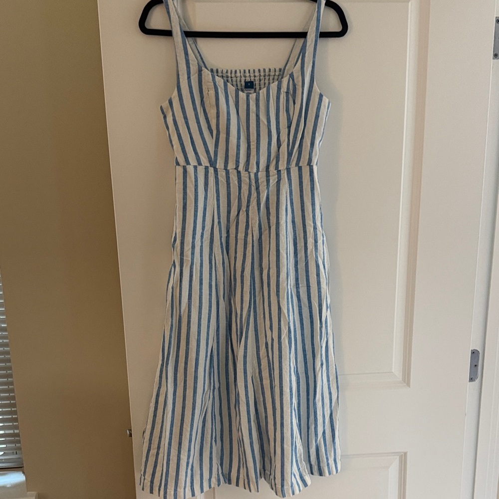 Old Navy Blue and White Striped Midi Dress